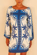 Trixiedress Long Sleeves Printed Mini Shift Dress