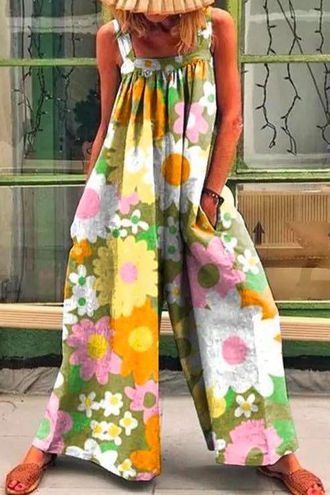 Trixiedress Foral Print Wide Leg Baggy Jumpsuit