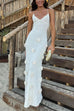 Trixiedress Open Back Flowers Applique Knitting Maxi Vacation Dress