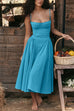 Trixiedress Spaghetti Strap Pocketed Corset Swing Midi Dress