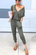Trixiedress Wrap V Neck Jumpsuit with Pockets