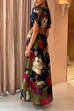 Trixiedress Puff Sleeve Cut Out Waist Floral Maxi Swing Dress