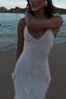 Trixiedress Open Back Flowers Applique Knitting Maxi Vacation Dress