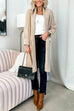 Fall Open Front Ribbed Knit Midi Sweater Cardigan