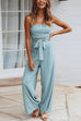 Trixiedress Off Shoulder Bow Tie Waist Wide Leg Jumpsuit