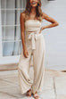 Trixiedress Off Shoulder Bow Tie Waist Wide Leg Jumpsuit