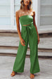 Trixiedress Off Shoulder Bow Tie Waist Wide Leg Jumpsuit
