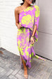 Trixiedress Casual One Shoulder Side Split Printed Dress
