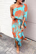 Trixiedress Casual One Shoulder Side Split Printed Dress