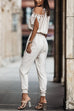 Trixiedress Cold Shoulder Elastic Waist Jogger Jumpsuit with Pockets