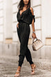 Trixiedress Cold Shoulder Elastic Waist Jogger Jumpsuit with Pockets