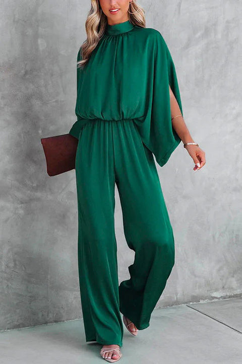 Trixiedress Slit Sleeve Waisted Wide Leg Jumpsuit