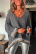 Trixiedress V Neck Long Sleeve Hollow Out Cozy Sweater