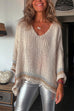 Trixiedress V Neck Long Sleeve Hollow Out Cozy Sweater