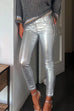Trixiedress Slim Fit Faux Leather Leggings Pants with Pockets