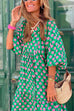 Trixiedress Puff Sleeve Geometry Print Swing Dress