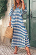 Trixiedress Puff Sleeve Geometry Print Swing Dress