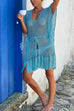 Trixiedress V Neck Hollow Out Crochet Tassel Cover Up Dress