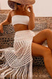 Trixiedress Tassel Crochet Hollow Out Side Slit Beach Cover Up Skirt