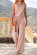 Trixiedress Crewneck Sleeveless Waisted Wide Leg Jumpsuit