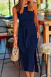 Trixiedress Halter Sleeveless Tie Waist Side Split Dress