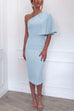 Trixiedress One Shoulder Short Sleeve Waisted Bodycon Dress