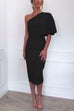 Trixiedress One Shoulder Short Sleeve Waisted Bodycon Dress