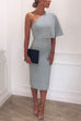 Trixiedress One Shoulder Short Sleeve Waisted Bodycon Dress
