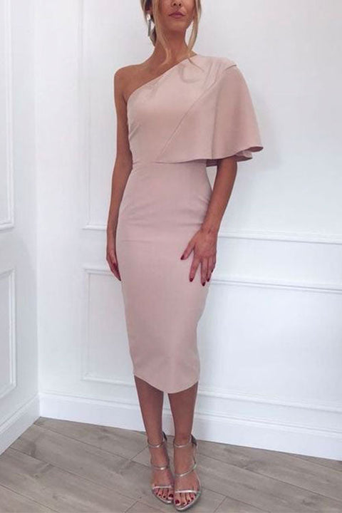 Trixiedress One Shoulder Short Sleeve Waisted Bodycon Dress