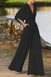Trixiedress Deep V Neck High Waist Wide Leg Jumpsuit