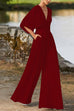 Trixiedress Deep V Neck High Waist Wide Leg Jumpsuit