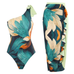 Trixiedress Bow One Shoulder One-piece Swimsuit Ruffle Cover Up Skirt Printed Set
