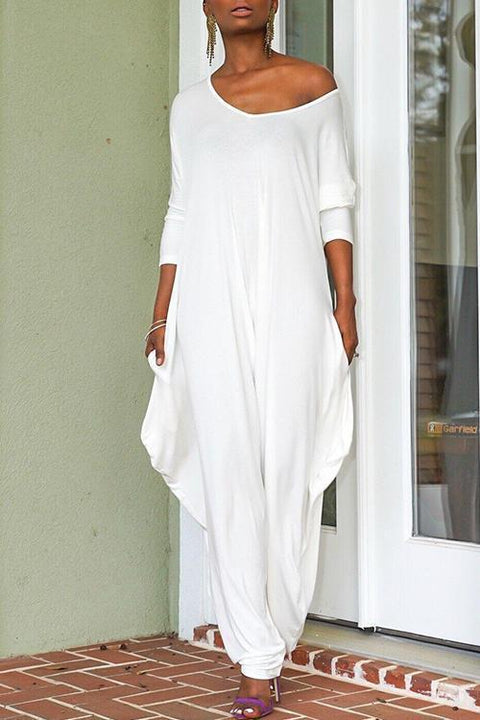 Trixiedress Crewneck Long Sleeve Draped Jumpsuit