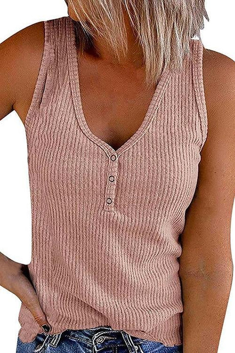 Trixiedress Carrie V Neck Buttons Sleeveless Top