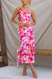 Trixiedress One Shoulder High Waist Mermaid Floral Cami Dress