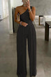 Trixiedress One Shoulder Sleeveless Maxi Wide Leg Jumpsuit