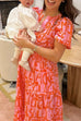 Trixiedress V Neck Smocked Waist Abstract Print Maxi Swing Dress
