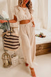 Trixiedress Drawstring Hem Crop Top Wide Leg Pants Loungewear Set