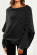 Trixiedress Solid Batwing Sleeves Slouchy Knit Sweater