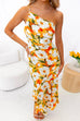 Trixiedress One Shoulder High Waist Mermaid Floral Cami Dress