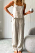 Trixiedress Cotton Linen Cami Top Wide Leg Pants Loungewear Set