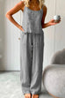 Trixiedress Cotton Linen Cami Top Wide Leg Pants Loungewear Set