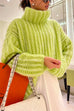 Trixiedress Turtleneck Drop Shoulder Fluffy Pullover Sweater