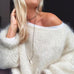 Trixiedress Solid Boat Neck Fluffy Knitting Sweater