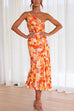 Trixiedress One Shoulder High Waist Mermaid Floral Cami Dress