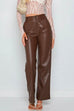 Trixiedress Faux Leather Straight Leg Trousers with Pockets
