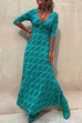 Trixiedress Scoop Neck 3/4 Sleeve Maxi Floral Dress