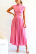 Trixiedress Mockneck Cut Out Waist Pockets Swing Dress