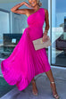Trixiedress One Shoulder Cut Out Waist Irregular Pleated Party Dress