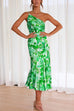 Trixiedress One Shoulder High Waist Mermaid Floral Cami Dress